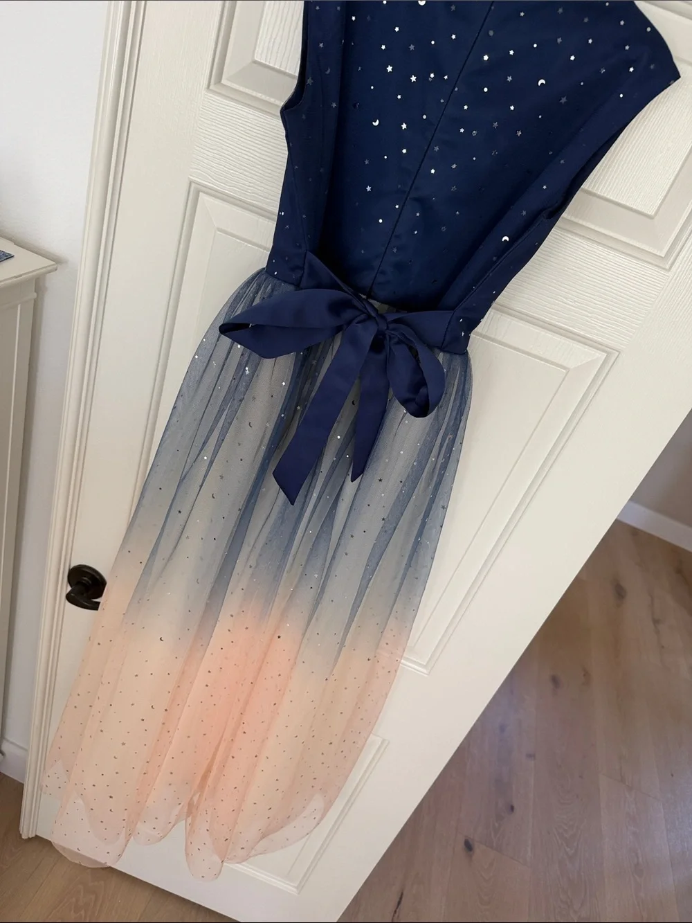 Girls Navy and Peach Ombre Tulle Party Sparkly Dress